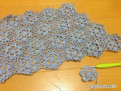 モチーフつなぎのショール 編んでます かぎ針編み 無料編み図 Atelier Mati