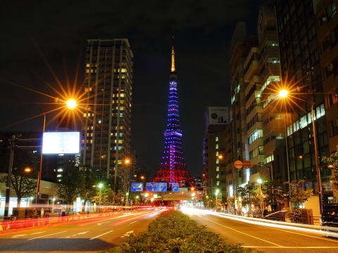 サッカー東京タワー　ワールドカップ「SAMURAI BLUE 応援ライトアップ」